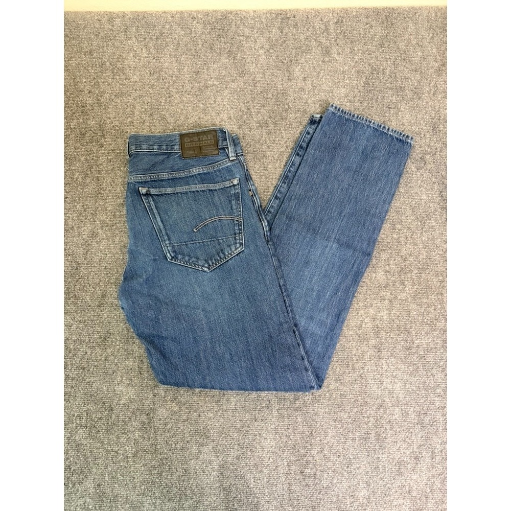 G-Star RAW Jeans 3301 Straight Men's Blue Denim Mide Rise Cotton Blend Sz 36X36